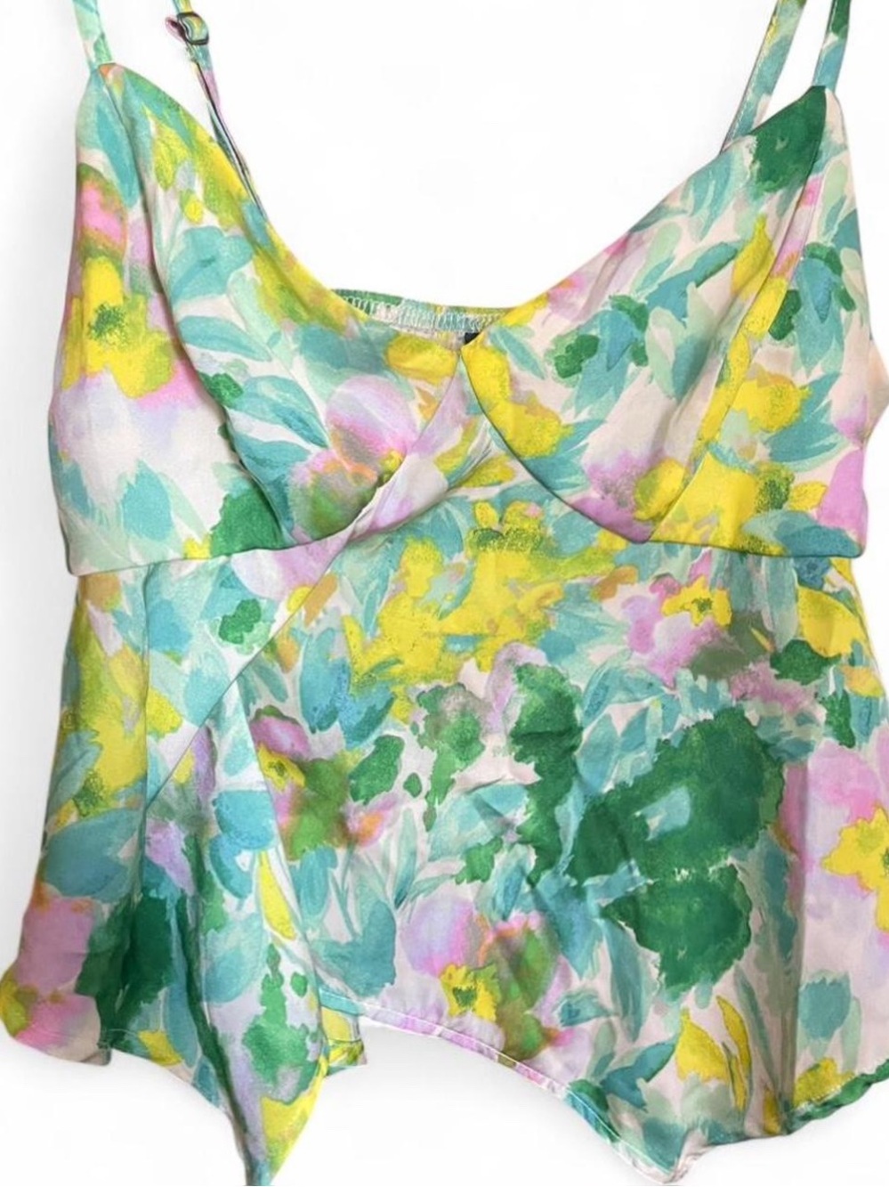 wild fable Floral Watercolor Spaghetti Strap Camisole in Green, Yellow, Pink